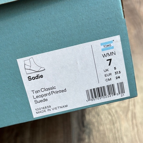 Toms Sadie Classic Leopard Printed Suede Ankle Booties Women’s size 7 - Picture 13 of 14